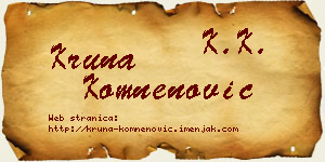 Kruna Komnenović vizit kartica